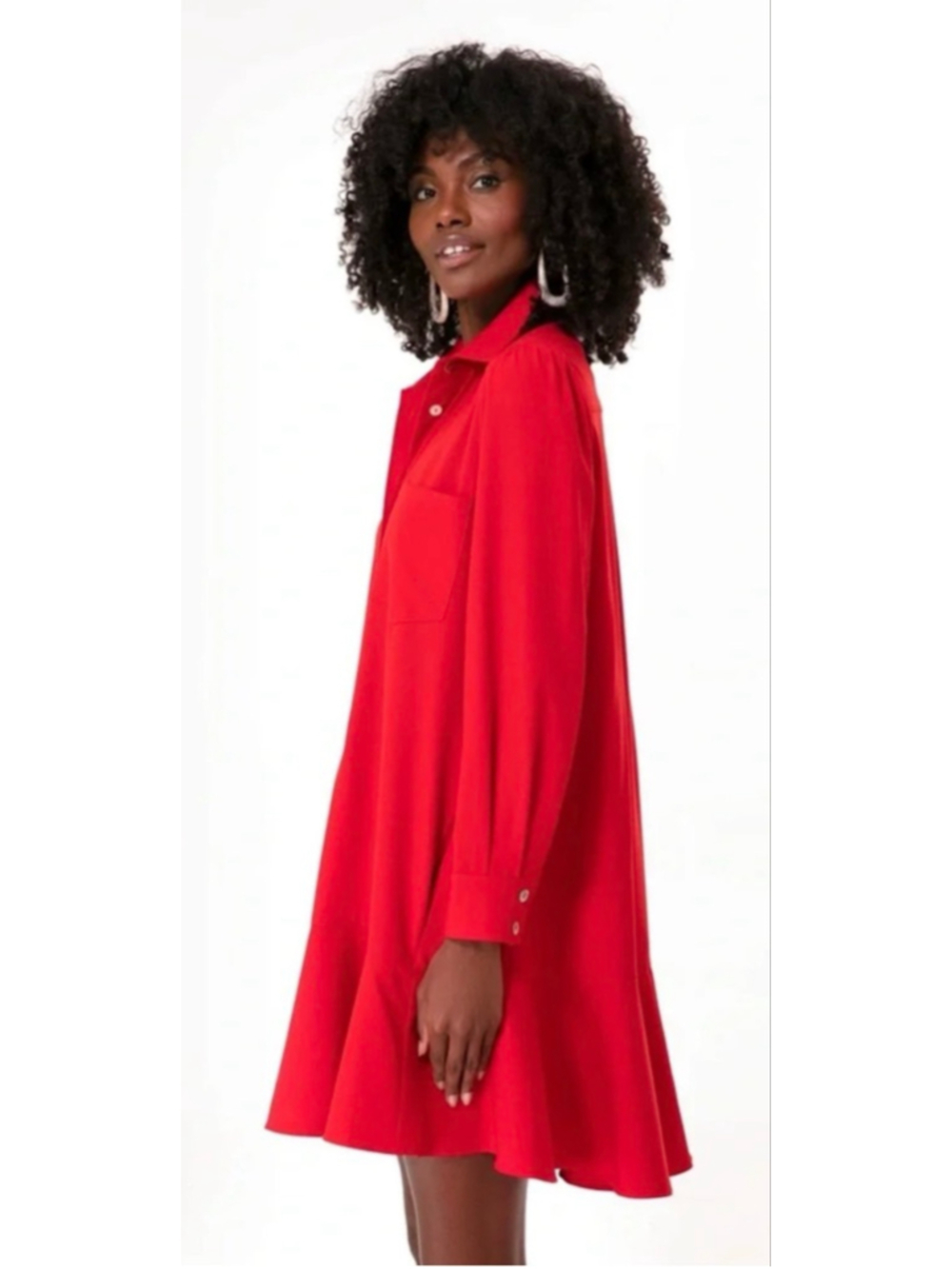 NWT Tuckernuck Red Crepe Callahan Shirt Mini Dress M - Picture 2 of 5
